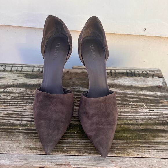 Vince Claire D'Orsay brown suede point toe pumps made in italy size 10 - Picture 5 of 7